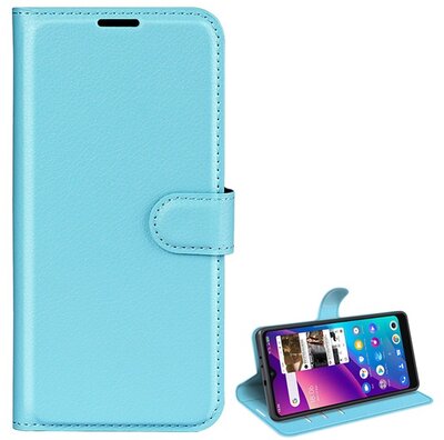 TCL 306 Tok álló, bőr hatású (FLIP, oldalra nyíló, asztali tartó funkció, prémium) VILÁGOSKÉK