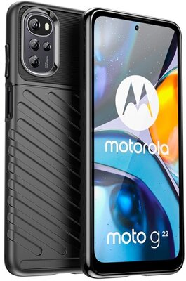 Motorola Moto G22 Szilikon telefonvédő (közepesen ütésálló, csíkos, dombor minta) FEKETE