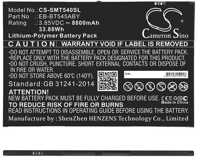 Samsung Galaxy Tab Active Pro 10.1 CAMERON SINO akku 8800 mAh LI-Polymer (belső akku, beépítése szakértelmet igényel, EB-BT545ABY kompatibilis)