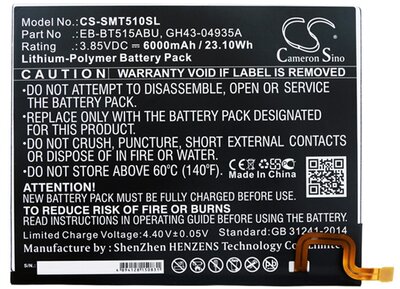 Samsung Galaxy Tab A 10.1 CAMERON SINO Akku 6000 mAh LI-Polymer (belső akku, EB-BT515ABU / GH43-04935A kompatibilis)