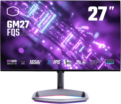 Cooler Master 27" GM27-FQS ARGB - IPS panel 2560x1440 16:9 165Hz 1ms 1000:1 300cd PIVOT 2xHDMI DP USB USB-C