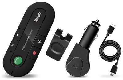 Bluetooth kihangosító szett hordozható (v3.0 + EDR, napellenzőre rögzíthető, multipoint) FEKETE