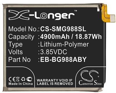 Samsung Galaxy S20 Ultra 5G CAMERON SINO akku 4900 mAh LI-Polymer (belső akku, beépítése szakértelmet igényel, EB-BG988ABY kompatibilis)