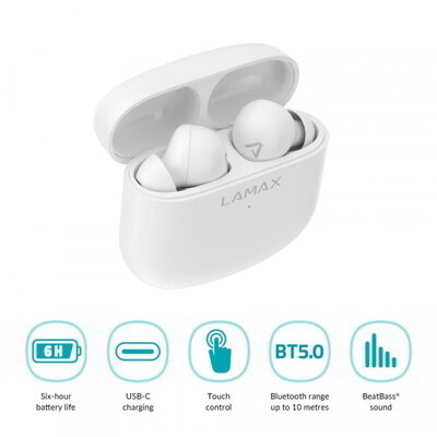 LAMAX Trims1 Bluetooth-os fülhallgató Fehér