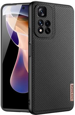 Xiaomi Redmi Note 11 DUX DUCIS FINO szilikon telefonvédő (műanyag belső, közepesen ütésálló, rács minta) FEKETE