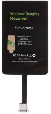 Töltő adapter vezeték nélküli töltéshez (QI Wireless, fogadóegység, öntapadó, Type-C csatlakozóhoz)