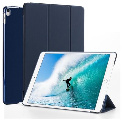 Apple IPAD Pro 10.5Tok álló, bőr hatású (aktív FLIP, oldalra nyíló, TRIFOLD asztali tartó funkció) SÖTÉTKÉK