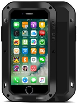 Apple iPhone 7 LOVE MEI Powerful defender telefonvédő (fém keret, extrém ütésálló, cseppálló, porálló + Gorilla Glass üveg) FEKETE