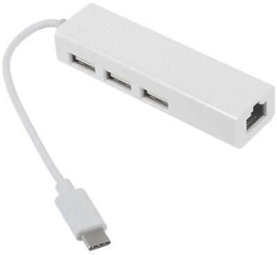 Xiaomi Poco F3 Adapter kábel (Type-C csatlakozó + 3 x USB aljzat/RJ45, LAN adapter) FEHÉR