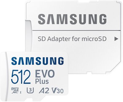 SAMSUNG MEMÓRIAKÁRTYA TransFlash 512GB (microSDXC EVOPlus Blue - Class 10, UHS-1) + SD adapter