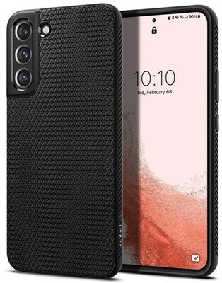 Samsung Galaxy S22 SPIGEN LIQUID AIR szilikon telefonvédő (közepesen ütésálló, légpárnás sarok, rombusz minta) FEKETE