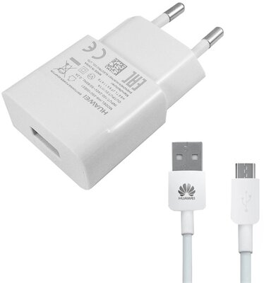 HUAWEI hálózati töltő USB aljzat (5V / 1000mA + microUSB kábel) FEHÉR