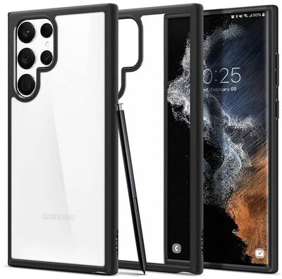 SPIGEN ULTRA HYBRID műanyag telefonvédő (közepesen ütésálló, szilikon légpárnás keret) FEKETE