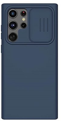 Samsung Galaxy S22 Ultra 5G NILLKIN CAMSHIELD SILKY szilikon telefonvédő (matt, mikrofiber plüss belső, kamera védelem, környezetbarát) SÖTÉTKÉK