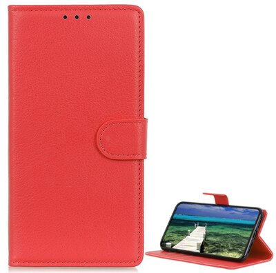 Tok álló, bőr hatású (FLIP, oldalra nyíló, asztali tartó funkció, prémium) Samsung Galaxy S22 Ultra 5G PIROS