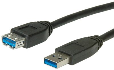 Roline USB 3.0 M - USB 3.0 F Hosszabbítókábel 1.8m Fekete