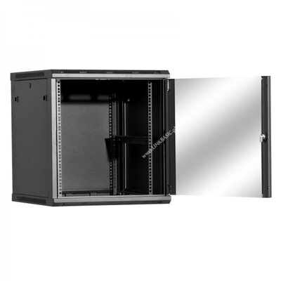 Linkbasic rack wall-mounting cabinet 19" 15U 600x450mm, üveg ajtó, fekete