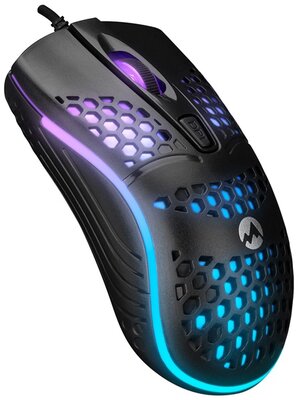 Everest Gamer Egér - SM-654 ECO (1600 DPI, 4gomb, 1,2m harisnyázott kábel,optikai, fekete, RGB LED)