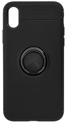 4-OK Apple iPhone XS 5.8/Apple iPhone X 5.8 szilikon telefonvédő (mágneses telefontartó gyűrű, ujjra húzható, 360°-ban forgatható) FEKETE