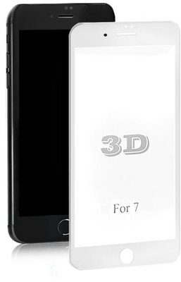 Qoltec Premium 51412 iPhone 7 3D Edzett üvegfólia kijelzővédő - Átlátszó/Fehér