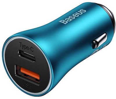 Baseus Golden Contactor Max autós töltő USB + USB-C 60W kék (CGJM000103)