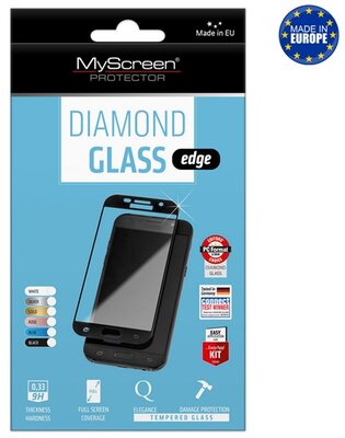 MYSCREEN DIAMOND GLASS EDGE Huawei Y7 2019 (Y7 Prime 2019) képernyővédő üveg (2.5D, full glue, teljes felületén tapad, karcálló, 0.33 mm, 9H) FEKETE