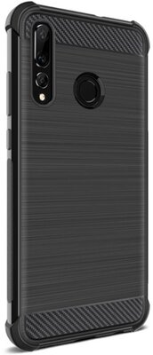 IMAK VEGA Honor 10i/ 20i/ 20e szilikon telefonvédő (közepesen ütésálló, légpárnás sarok, szálcsiszolt, karbon minta) FEKETE