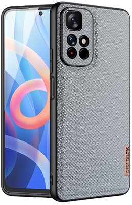 DUX DUCIS FINO Xiaomi Redmi Note 11 5G/11T 5G/Poco M4 Pro 5G szilikon telefonvédő (műanyag belső, közepesen ütésálló, rács minta) SZÜRKE