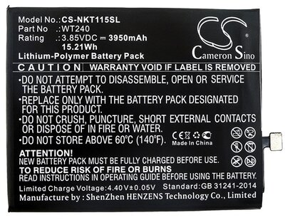 Nokia 3.2 ,Nokia 2.3 CAMERON SINO akku 3950 mAh LI-Polymer (belső akku, beépítése szakértelmet igényel, WT240 kompatibilis)