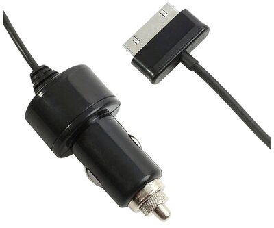 Autós töltő (5V / 2100 mA + P30 pin beépített kábel) FEKETE