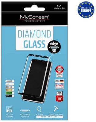 MYSCREEN DIAMOND GLASS EDGE Huawei Mate 20 Pro képernyővédő üveg (3D full cover, íves, 0.33 mm, 9H) FEKETE