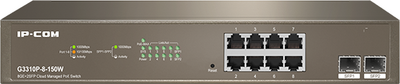 IP-COM Switch Vezérelhető PoE - G3310P-8-150W (8x1Gbps; 2x SFP; 8 af/at PoE+ port; 130W, Rackbe szerelhető)