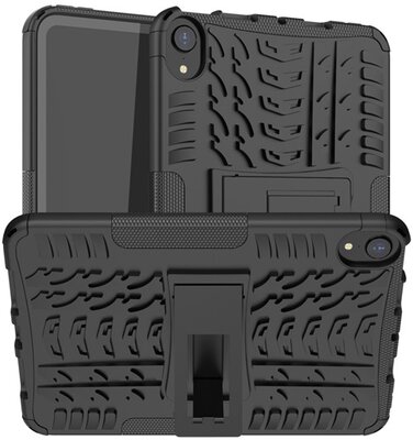 Apple IPAD mini 6 Defender műanyag telefonvédő (közepesen ütésálló, szilikon belső, kitámasztó, autógumi minta) FEKETE