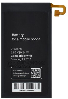 Samsung Galaxy A3 Akku 2400 mAh LI-ION (belső akku, beépítése szakértelmet igényel, EB-BA320ABE kompatibilis)
