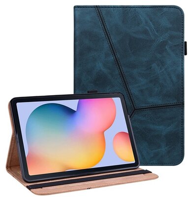 Samsung Galaxy Tab S6 Lite Tok álló, bőr hatású (aktív FLIP, oldalra nyíló, asztali tartó funkció, bankkártya tartó, koptatott bőrhatás) SÖTÉTKÉK
