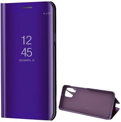 Samsung Galaxy A22 Tok álló (aktív FLIP, oldalra nyíló, asztali tartó funkció, tükrös felület, Mirror View Case) LILA