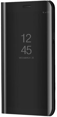 Samsung Galaxy A13 4G (SM-A135F / A137F) Tok álló (aktív FLIP, oldalra nyíló, asztali tartó funkció, tükrös felület, Mirror View Case) FEKETE