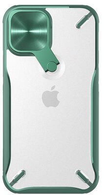 NILLKIN CYCLOPS Apple iPhone 12 Pro Max műanyag telefonvédő (közepesen ütésálló, légpárnás sarok, kameravédő, kitámasztó) SÖTÉTZÖLD