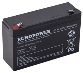 EUROPOWER akkumulátor 6V, 12Ah
