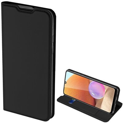 Samsung Galaxy A32 4G DUX DUCIS SKIN PRO tok álló, bőr hatású (FLIP, oldalra nyíló, bankkártya tartó, asztali tartó funkció) FEKETE