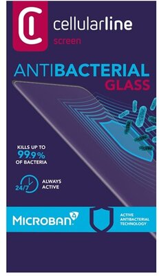 Samsung Galaxy A71 CELLULARLINE ANTIBIOM képernyővédő üveg (antibakteriális, ultravékony, 9H) FEKETE
