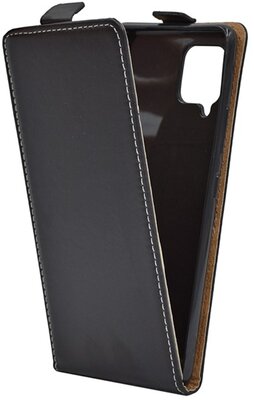 Samsung Galaxy A42 5G Tok álló, bőr hatású (FLIP, lefelé nyíló, szilikon tartó) FEKETE