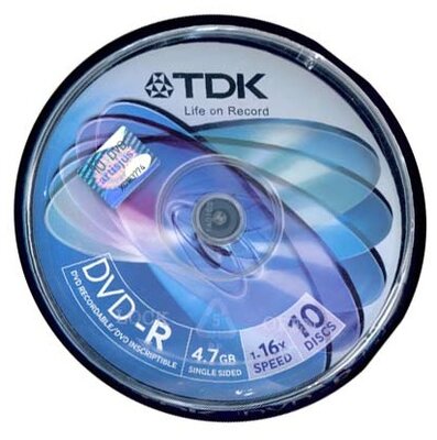 TDK DVD-R írható DVD lemez, 4.7GB, 16x (10db/csomag) CakeBox