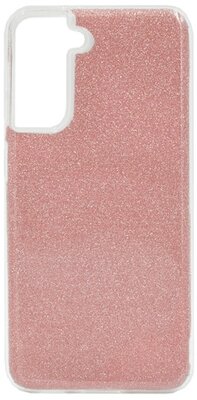Samsung Galaxy S21 Szilikon telefonvédő (műanyag belső, csillogó hátlap) RÓZSASZÍN
