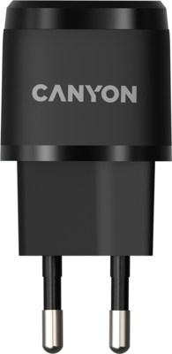 Canyon CNE-CHA20B05 - PD 20W Input: 100V-240V, Output: 1 port charge: USB-C:PD 20W (5V3A/9V2.22A/12V1.66A) , Eu plug, Over- Voltage , over-heated, over-current and short circuit protection Compliant with CE RoHs,ERP. Size: 68.5*29.2*29.4mm, 32.5g, Black