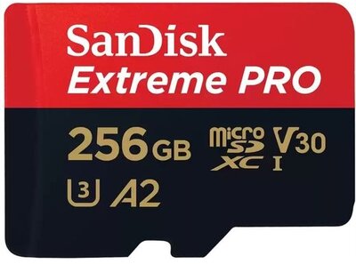 SanDisk 256GB Extreme Pro microSDXC 200/140MB/s A2 C10 V30 UHS-I U3 + adapter