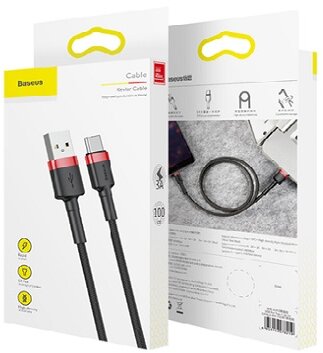 Baseus cafule kábel USB C típusú 3A 1M Vörös+Vörös