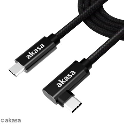 Akasa Derékszögű USB 3.2 Gen 2x2 Type-C - Type-C Kábel - 200cm - AK-CBUB66-20BK