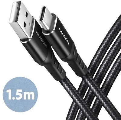 Axagon BUCM-AM15AB 1,5m Type C - USB fekete adat- és töltőkábel