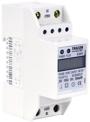 Tracon TVOF12 LCD kijelzésű, közvetlen, 1 fázisú, 2 modul fogyasztásmérő